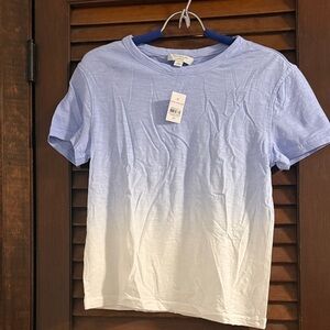 Ann Taylor Women's Short Sleeve Blue to White Tee